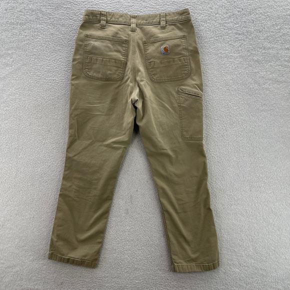 Carhartt Pants Mens 33x32 Beige Rugged Flex Rigby Relaxed Canvas Stretch Work - Picture 2 of 10